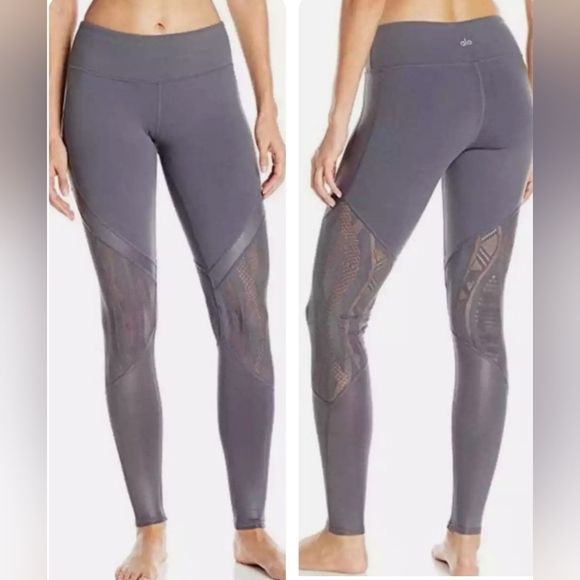 ALO YOGA VITALITY LEGGING LIVELY LACE IN SLATE GLOSSY SIZE XS - Picture 1 of 13